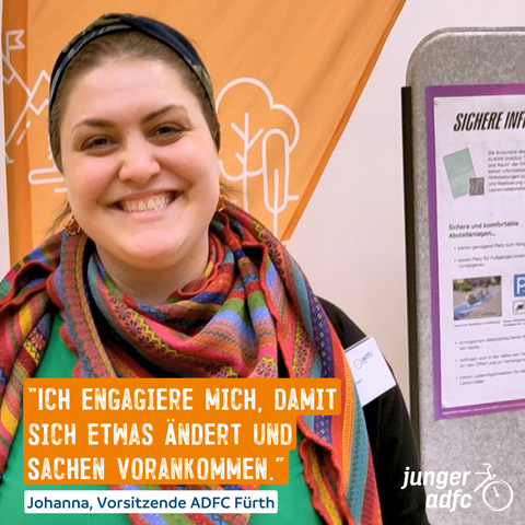 Portrait von Johanna mit ihrem Zitat:
“Ich engagiere mich, damit sich etwas ändert und Sachen vorankommen.”