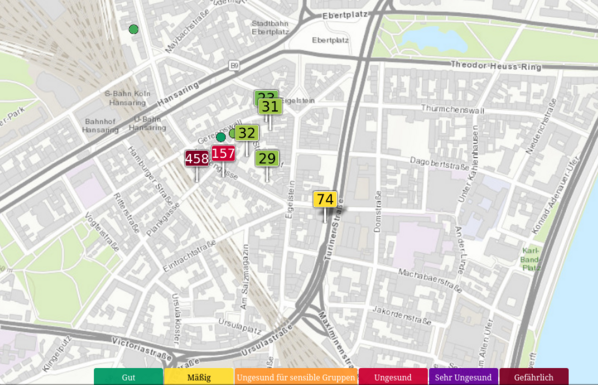 Luftqualität in Kölns Eigelsteinviertel ist sehr ungesund bis gefährlich. An dieser Straße sind viele Holzkohlegrill-Restaurants