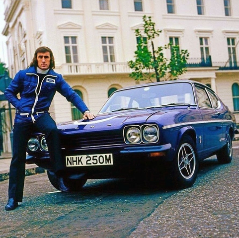 Ford Capri mit Jackie Stewart in den 70ern