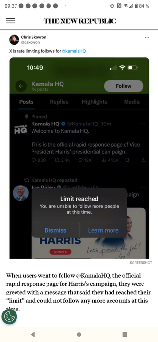 Xwitter-Account der Wahlkampfseite von Kamala Harris

